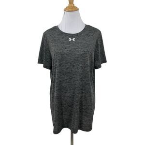 Under Armour T Shirt Womens L Large Heather Performance Earphone Cord Neck Hole